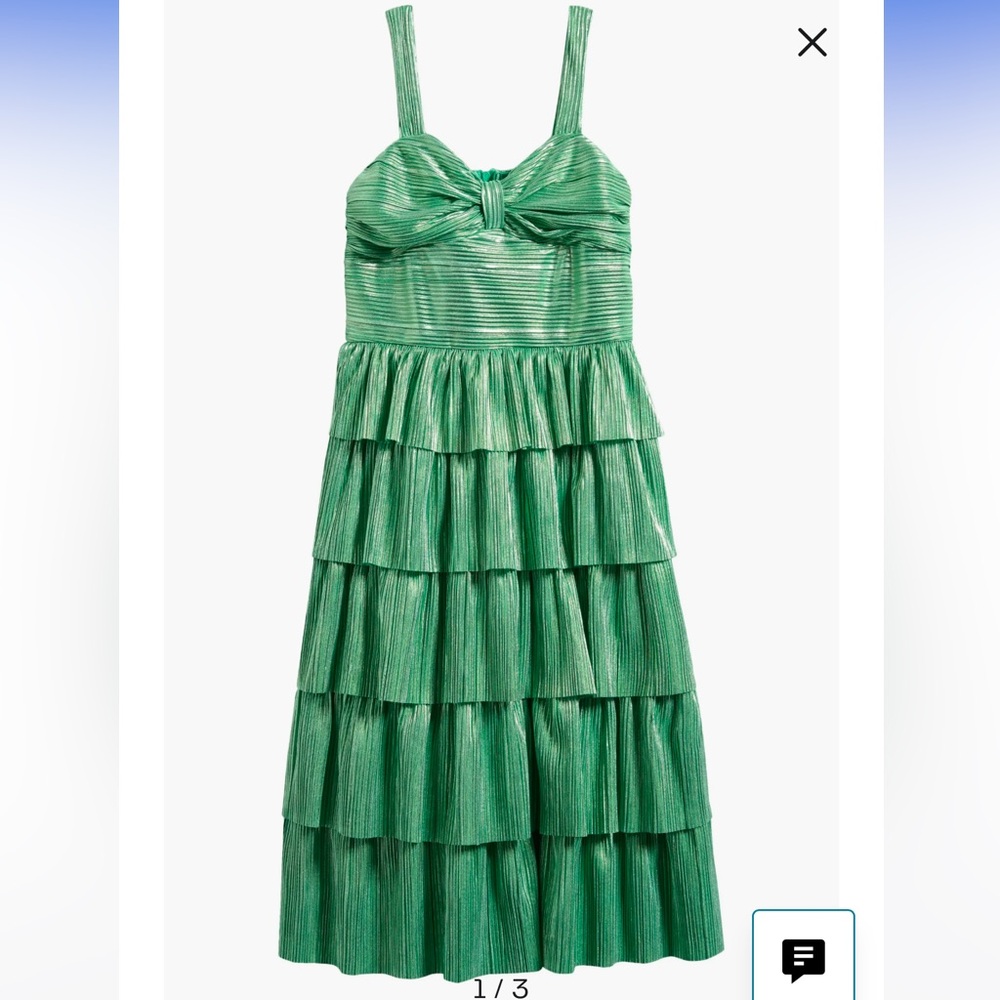 Love, Nickie Lew Girls' Plissé Tiered Maxi Dress In Green